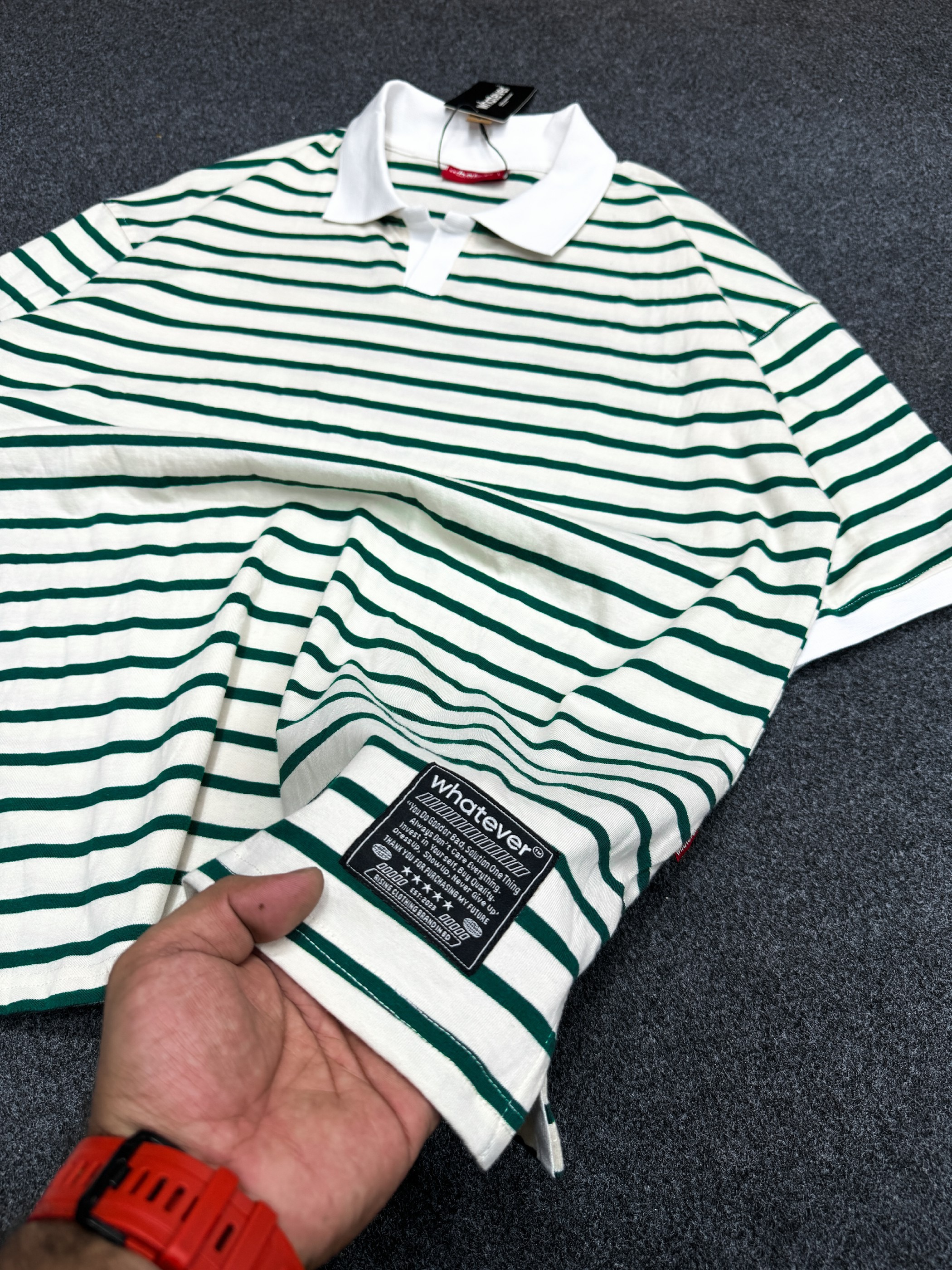 University Stripe Polo ( Green White )_img_2