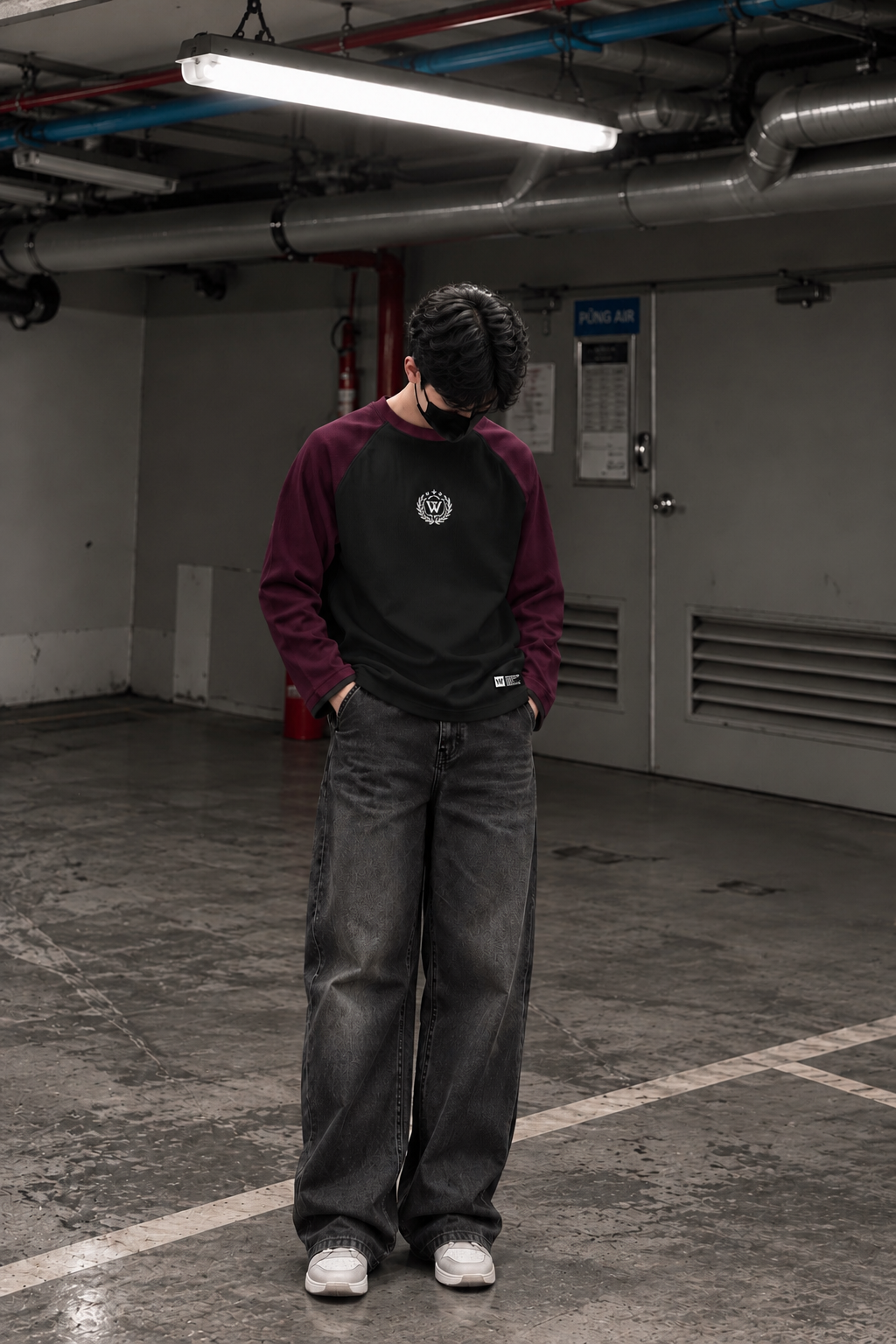 RAGLAN RIBBED (Black Maroon)_img_2
