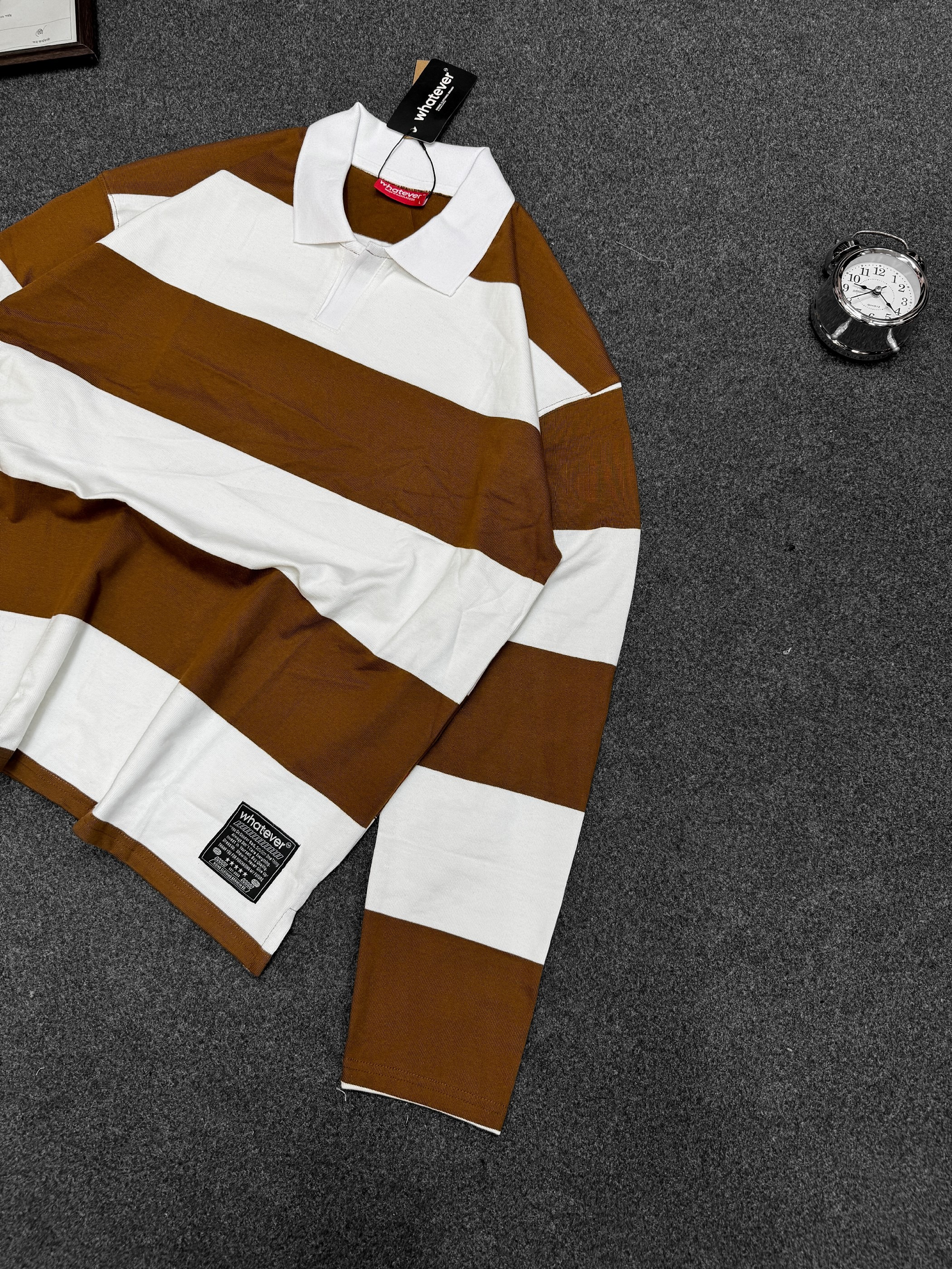 BOXYFIT OLD MONEY STRIPE POLO (Coffee White)_img_2