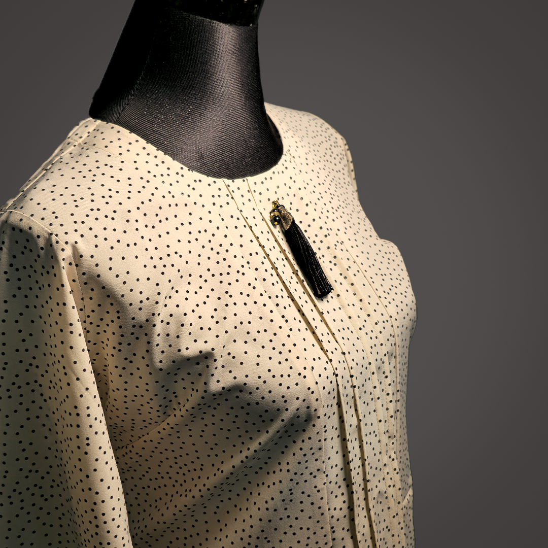 Chic Cream and Black Polka Dot Tunic for Women – Casual Lightweight Top by Simple White_img_2