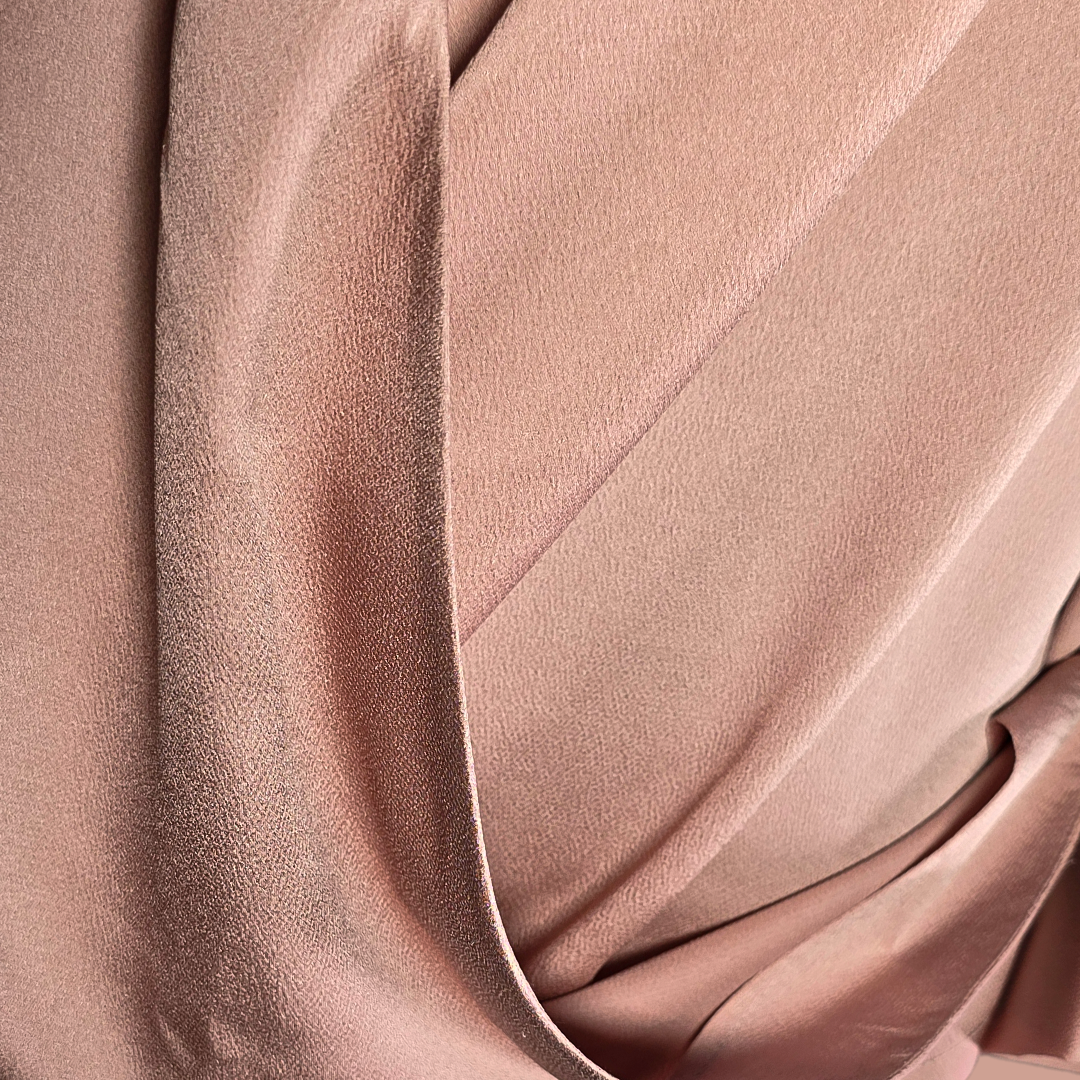 Elegant Pink Draped Satin Blouse for Women – Stylish V-Neck Long Sleeve Top by Simple White_img_3