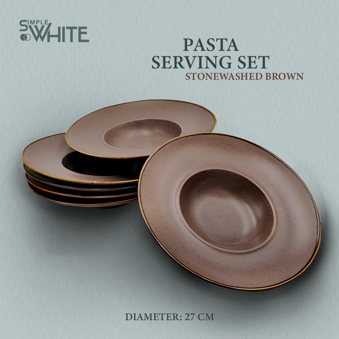 Modern Ceramic Pasta Plate Serving Set – 27cm Artisan Finish (3-Piece Set, Multiple Colors)