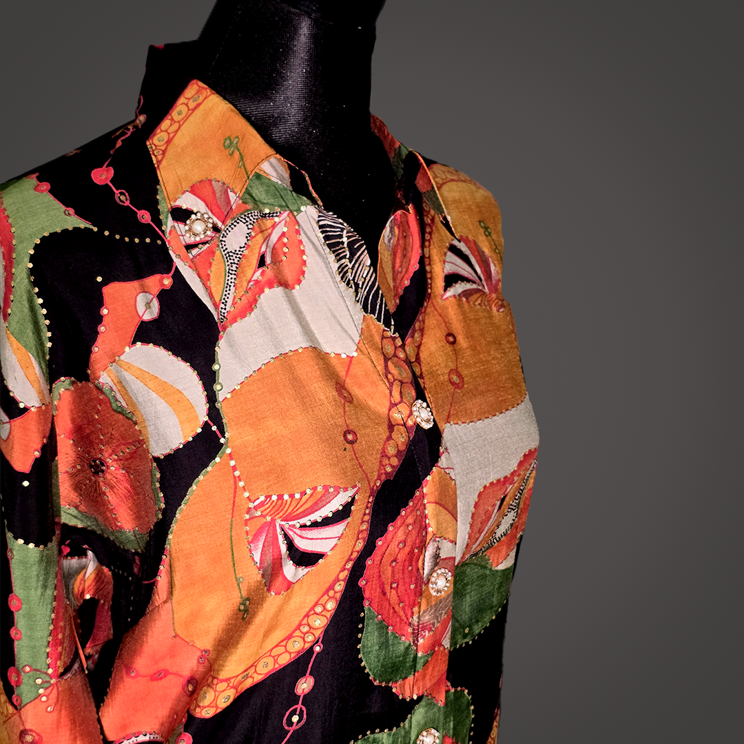 Vibrant Multicolor Printed Long Shirt Dress for Women – Casual Button-Down by Simple White_img_2