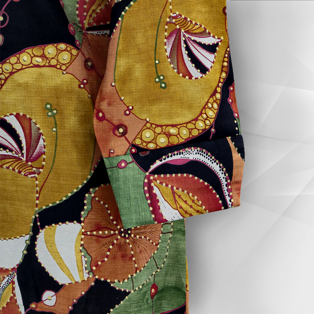 Vibrant Floral Printed Long Shirt with Button-Down Collar – Women’s Casual Shirt by Simple White_img_1