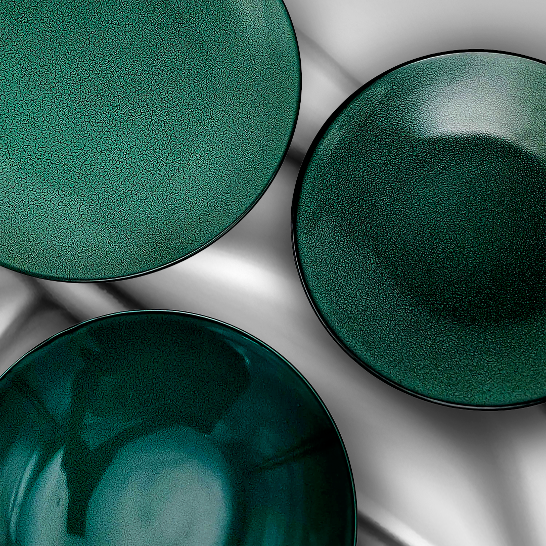 Emerald Shimmer Decorative Plates & Bowl_img_1