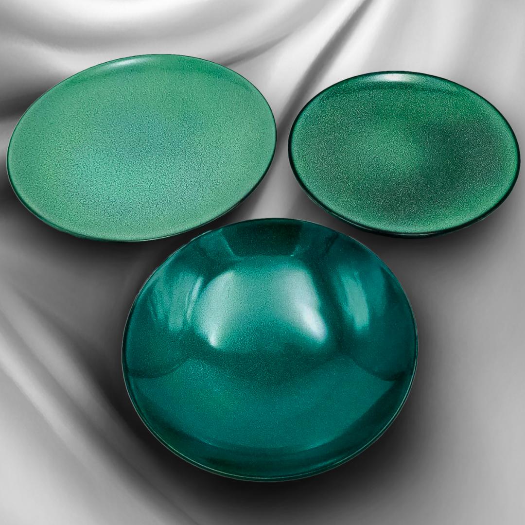 Emerald Shimmer Decorative Plates & Bowl