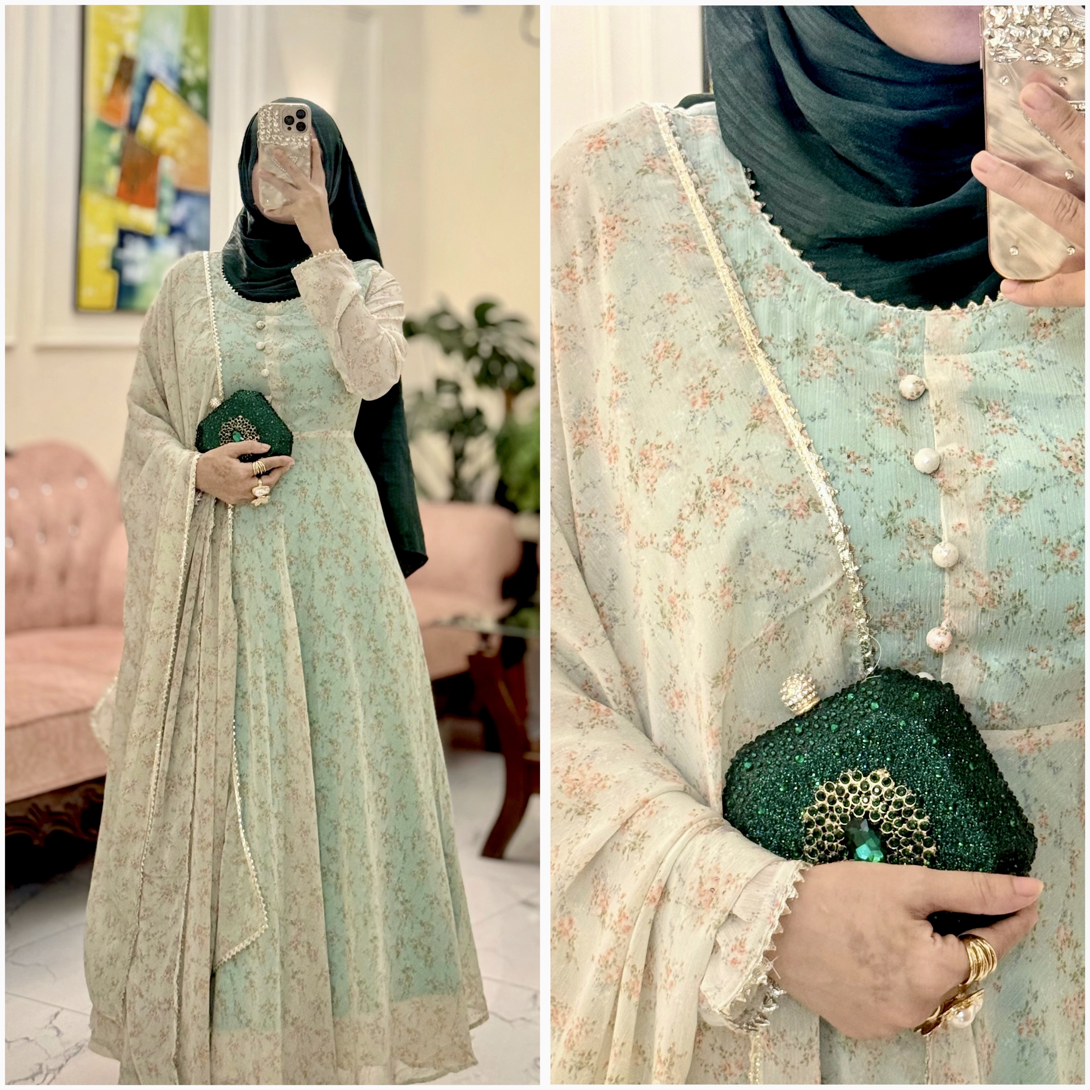 Anarkali Set (Minty Mist)