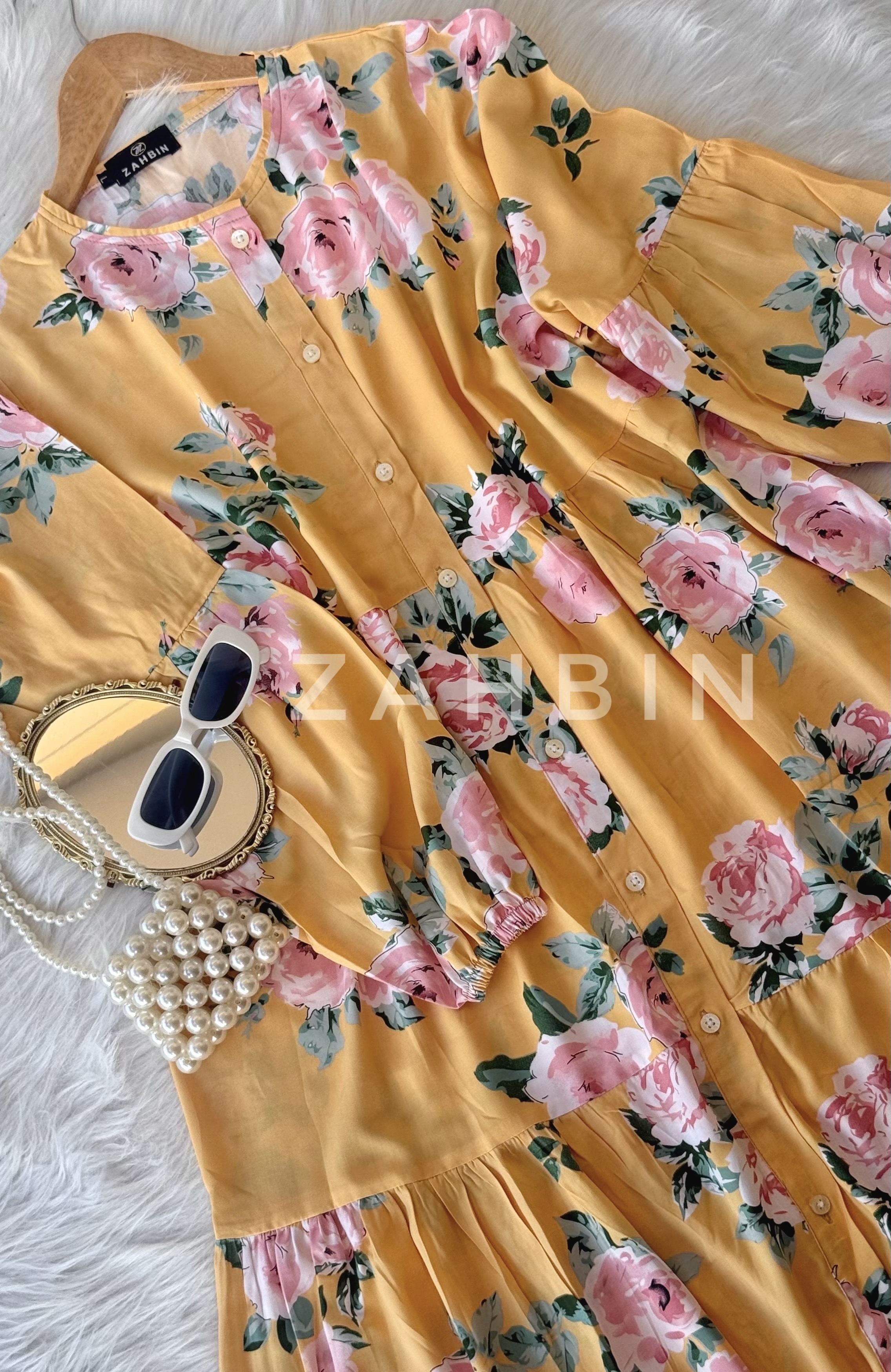 Yellow Floral Midi💗_img_4