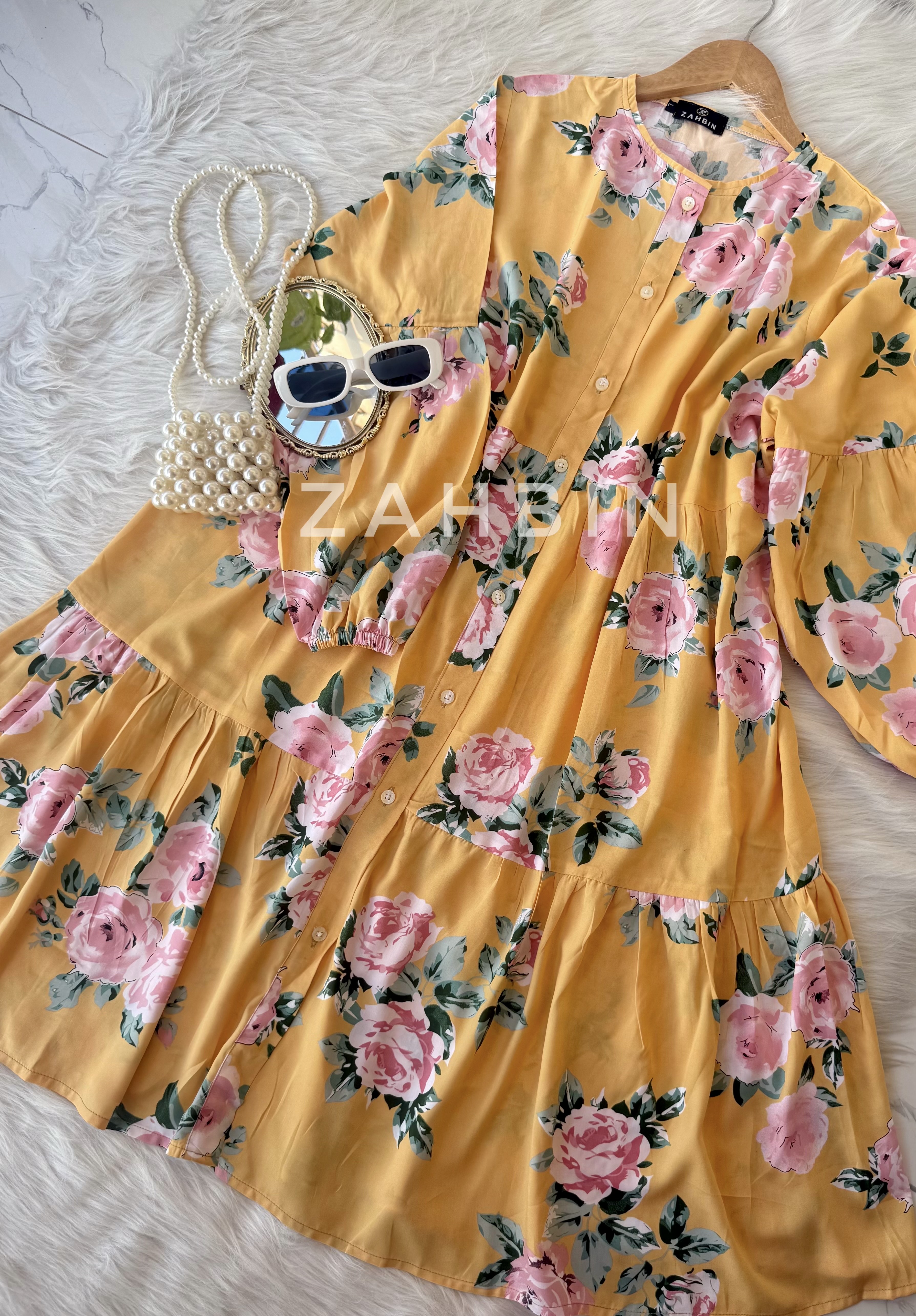 Yellow Floral Midi💗_img_3