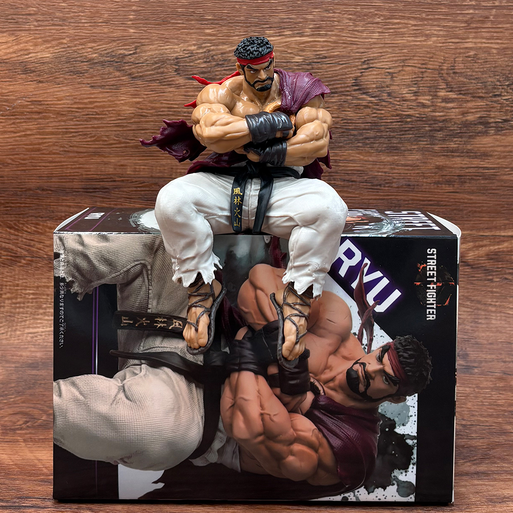 Street Fighter Ryu Sitting Pose Figure – Ramen Pressure Doll | Anime Decoration Figurine 🍜🔥