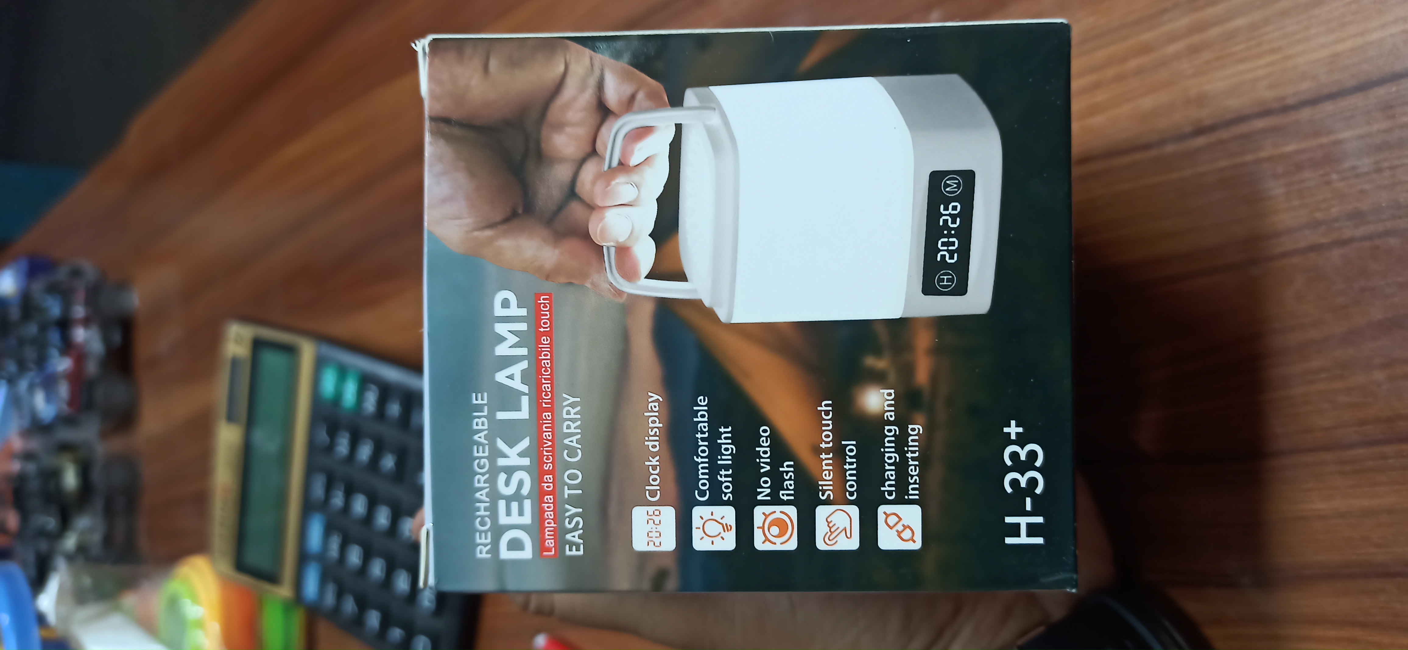 Rechargeable H-33+ LED Desk Lamp with Digital Clock Display