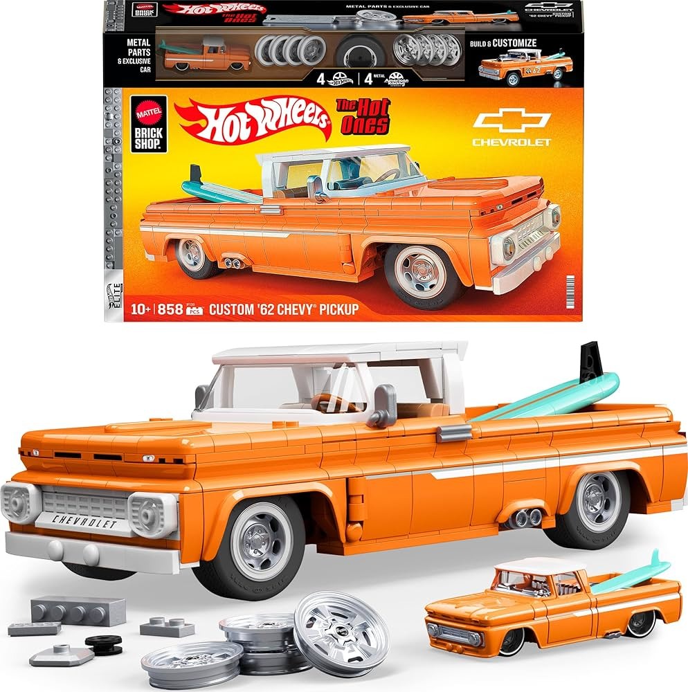 Mattel Brick Shop Hot Wheels Custom '62 Chevrolet Pickup (858 Pcs) – Premium Collector Building S