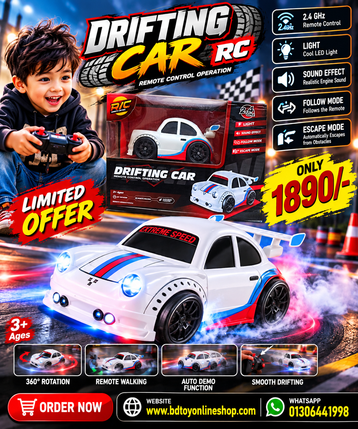 DRIFTING CAR RC 🚗💨 | 360° Rotation + Smooth Drifting | 2.4G Remote