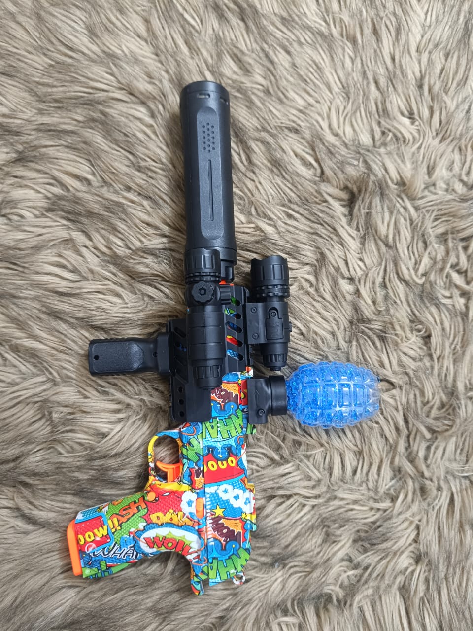 M1911 Electric Gel Ball Blaster Gun with Colorful Lights & Spray (7.4V Rechargeable)+ 1000 bullet -2 pack