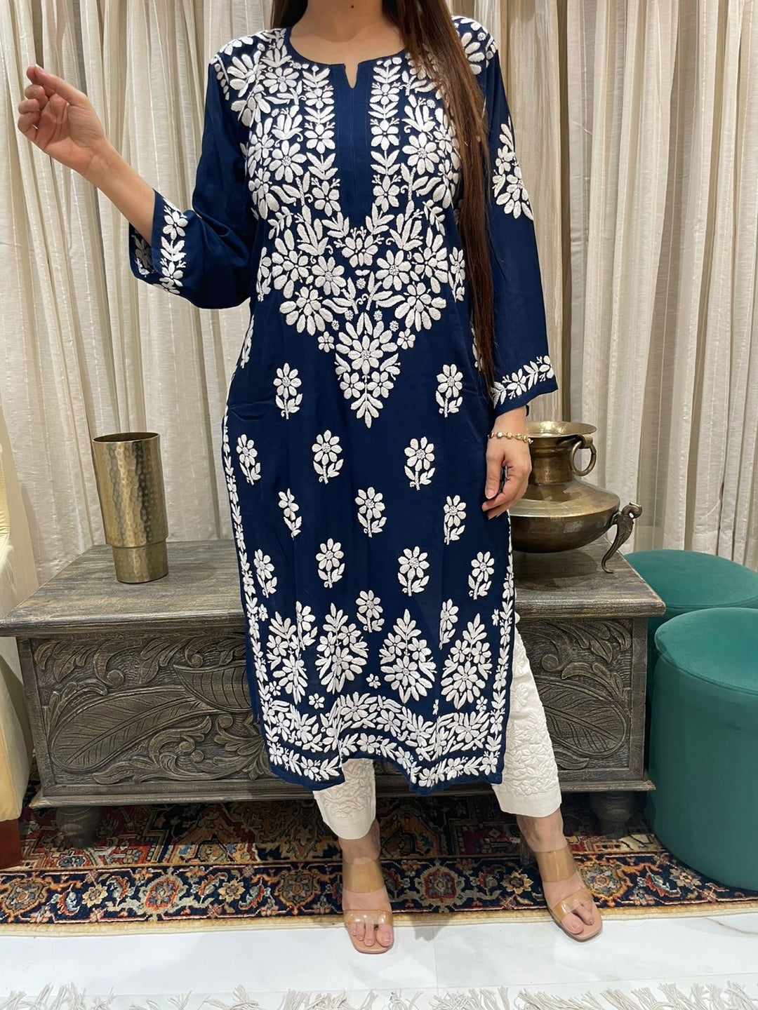 Lucknow Two Pc set Navy Blue - Image 1