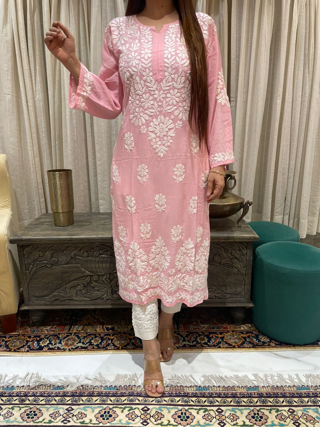 Lucknow Two Pc set Pink - Image 1