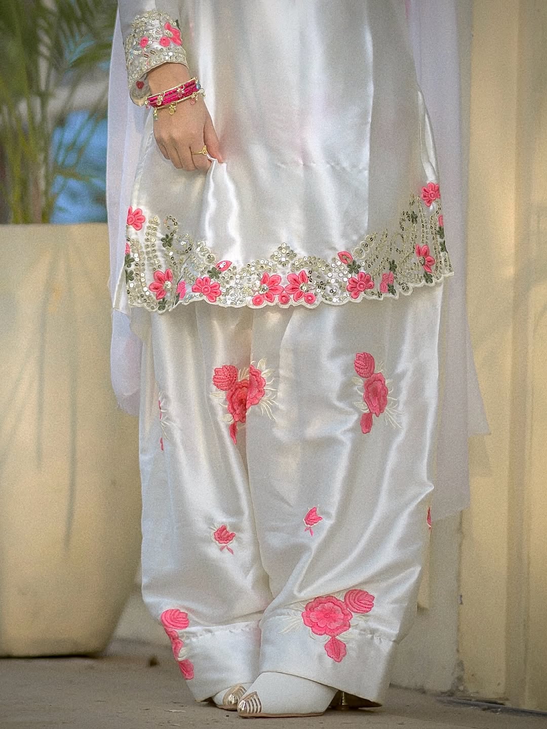 Luxury Satin Embroidery Three Piece with Organza Dupatta for Women_img_3