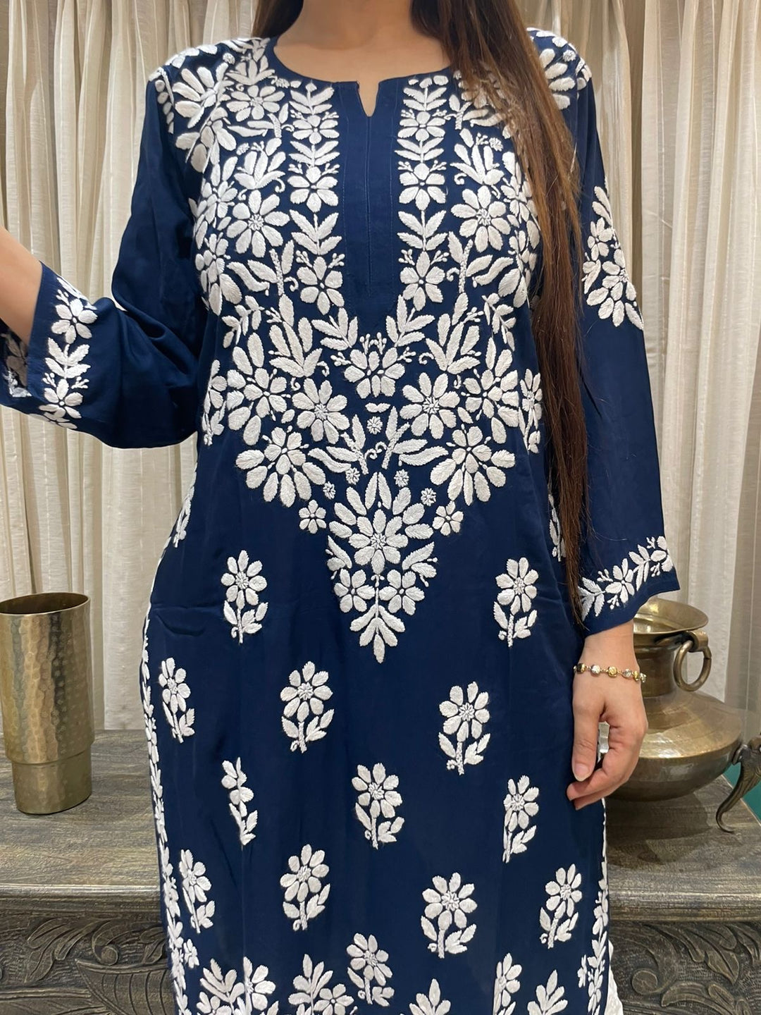 Lucknow Two Pc set Navy Blue - Image 3