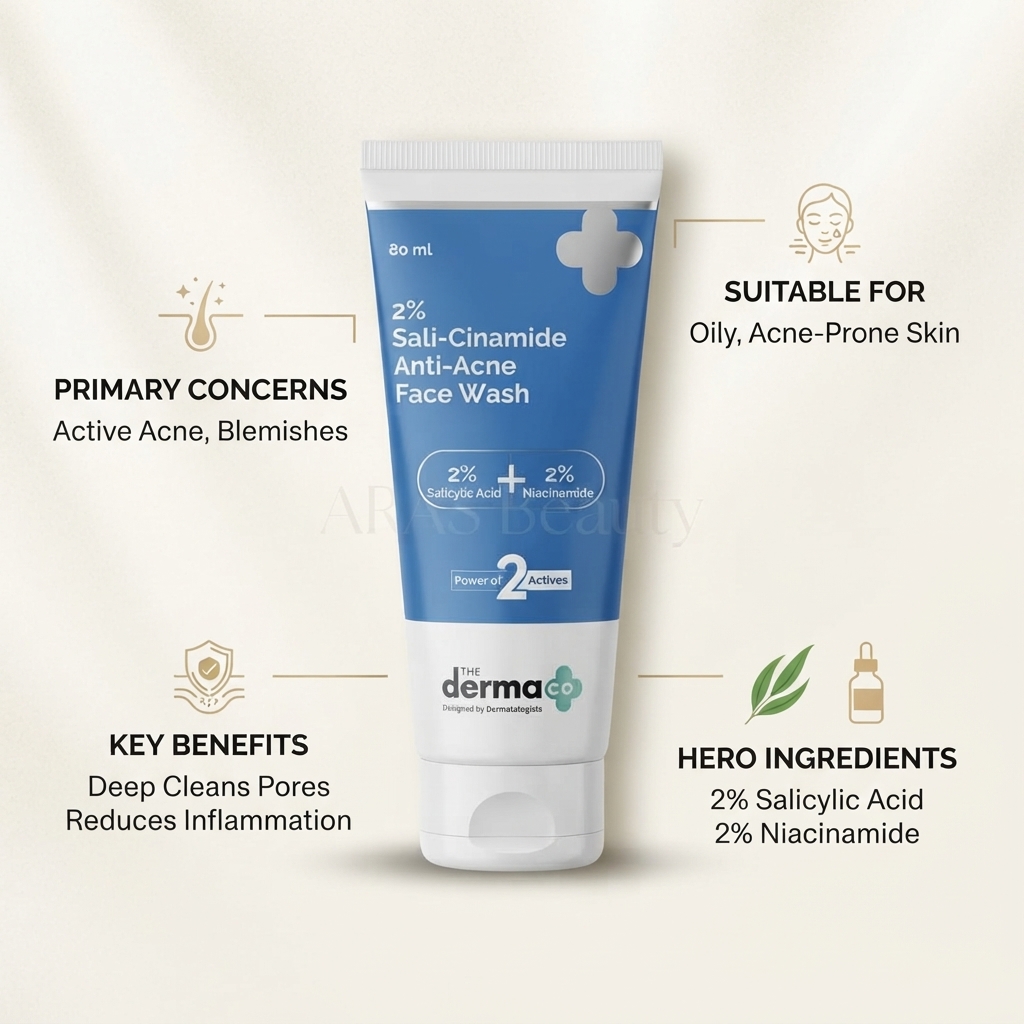 The Derma Co 2% Sali-Cinamide Anti-Acne Face Wash with 2% Salicylic Acid & 2% Niacinamide 80ml �_img_1