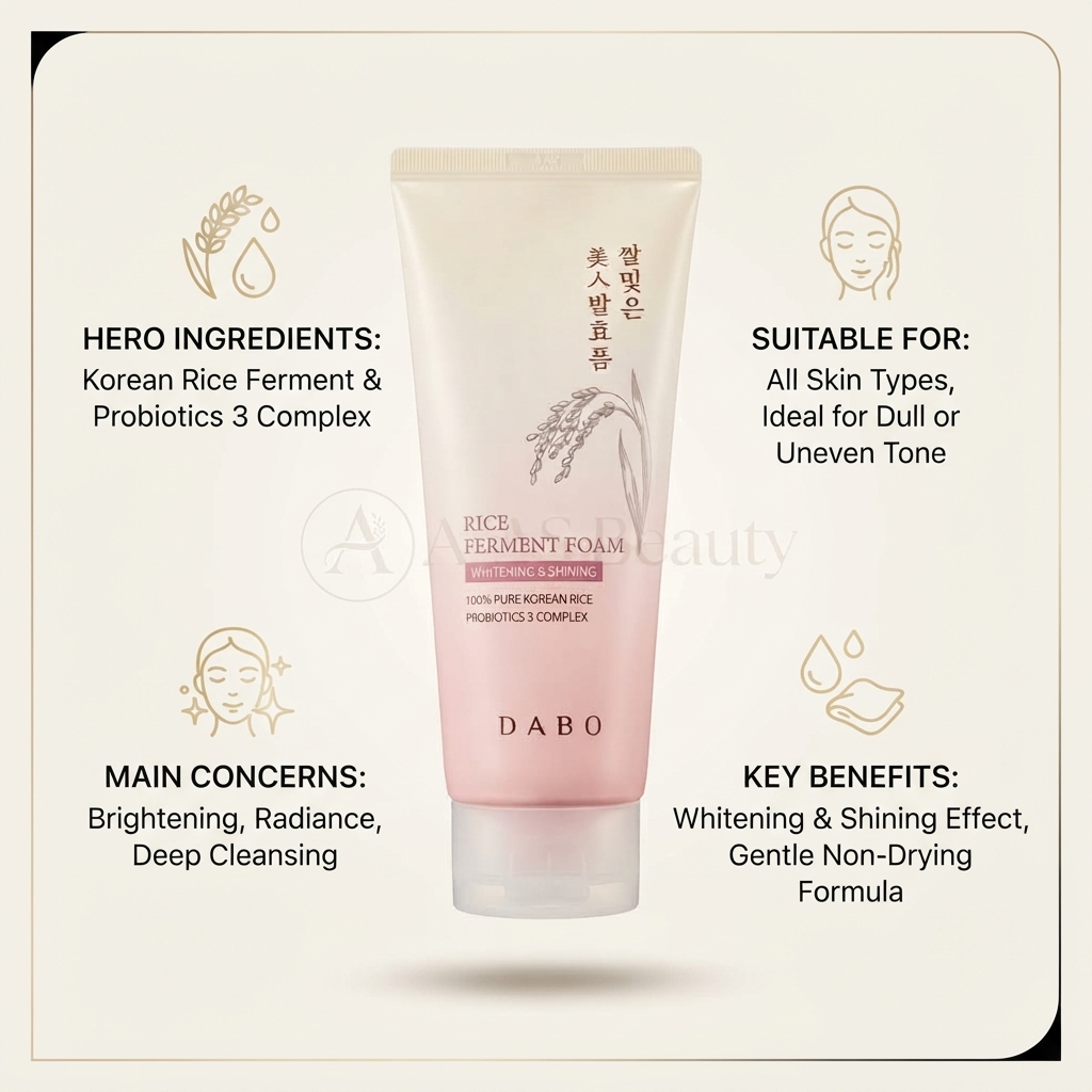 DABO Rice Ferment Foam Whitening & Shining Cleanser — 180 mL_img_1