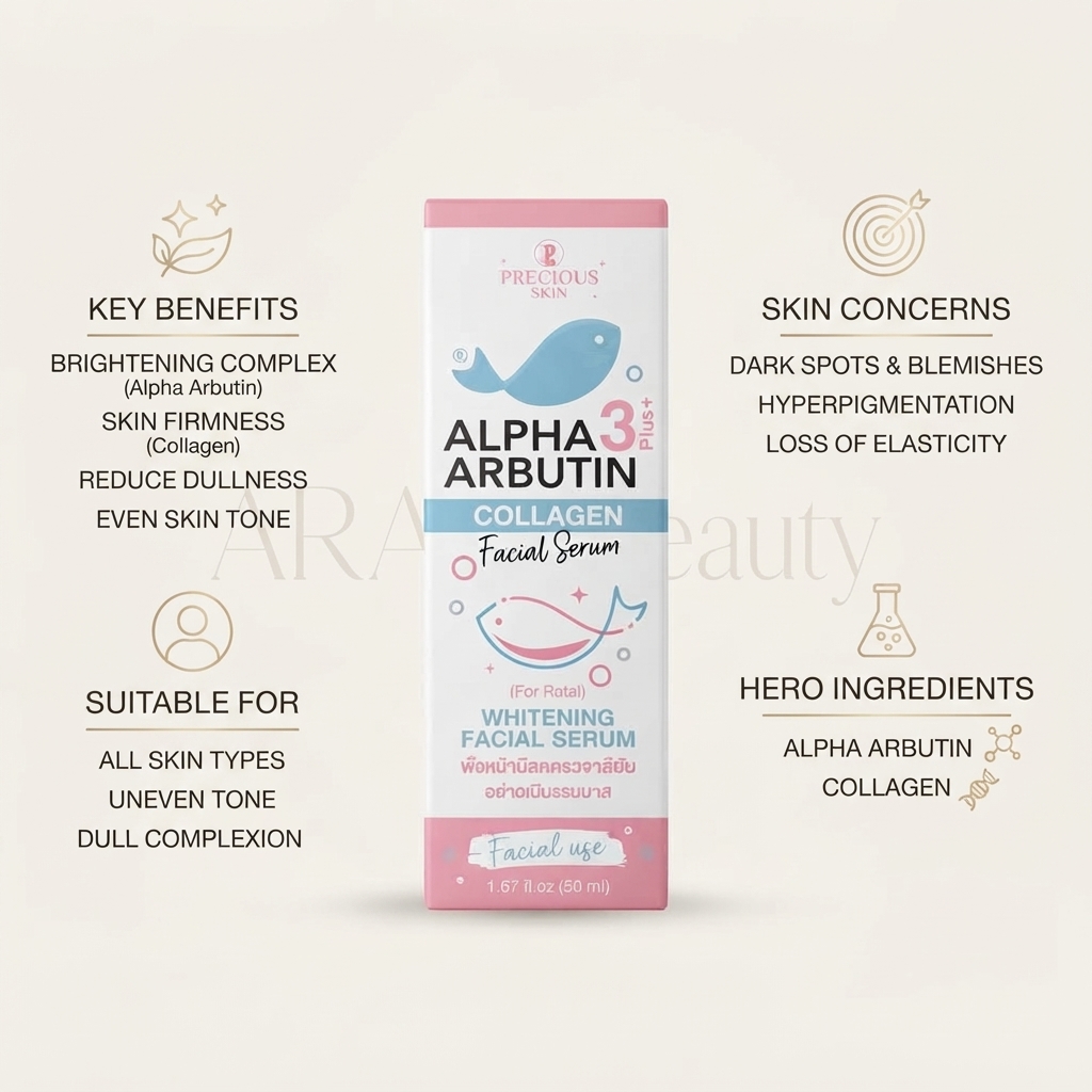 Precious Skin Thailand Alpha Arbutin 3 Plus Collagen Facial Serum 50ml_img_1