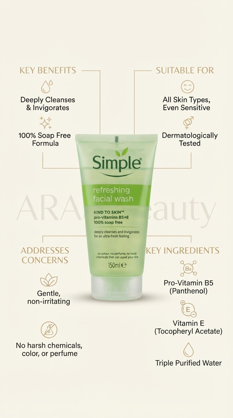 Simple Kind to Skin Refreshing Facial Wash 150 mL_img_1