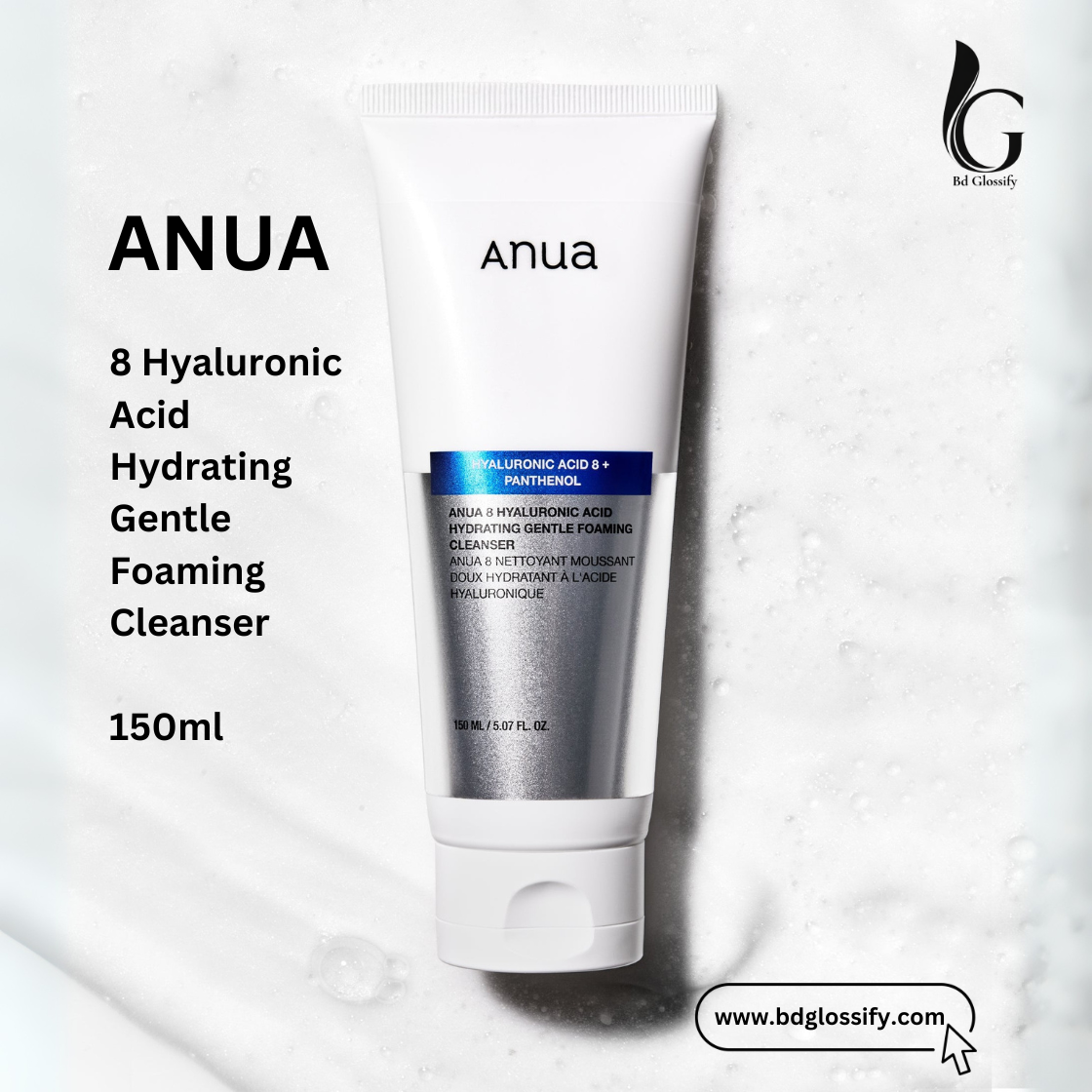 Anua 8 Hyaluronic Acid Hydrating Gentle Foaming Cleanser (150ml)