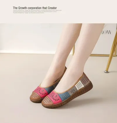 Designer Elegant Hollow Out PU Leather Retro Loafers Summer Ladies Shoes - L-11_img_4