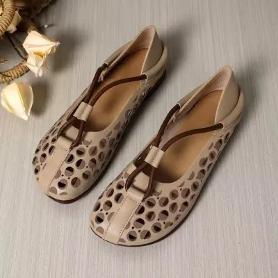 Designer Elegant Woman Flat Ballet Shoes Ladies Hollow Out Summer Flats Sandal - L-10_img_4