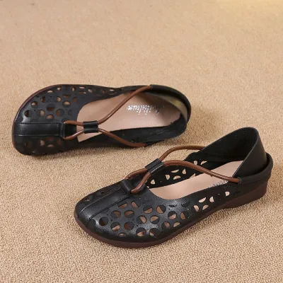 Designer Elegant Woman Flat Ballet Shoes Ladies Hollow Out Summer Flats Sandal - L-10_img_3