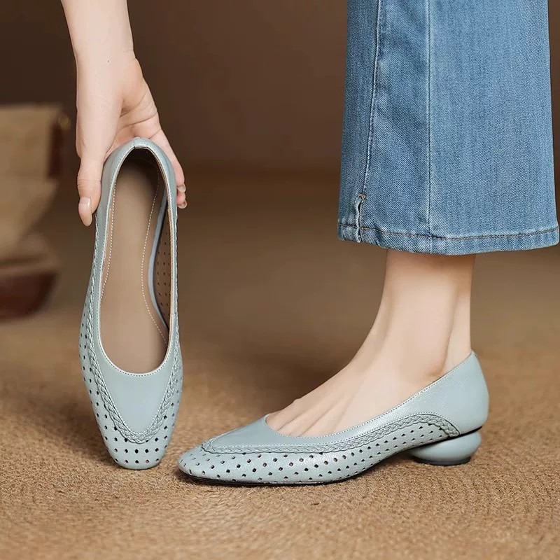 New Arrival Fashionable Casual French Square Toe Chunky Heel Women's Shoes - L-02
