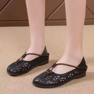 Designer Elegant Woman Flat Ballet Shoes Ladies Hollow Out Summer Flats Sandal - L-10_img_1