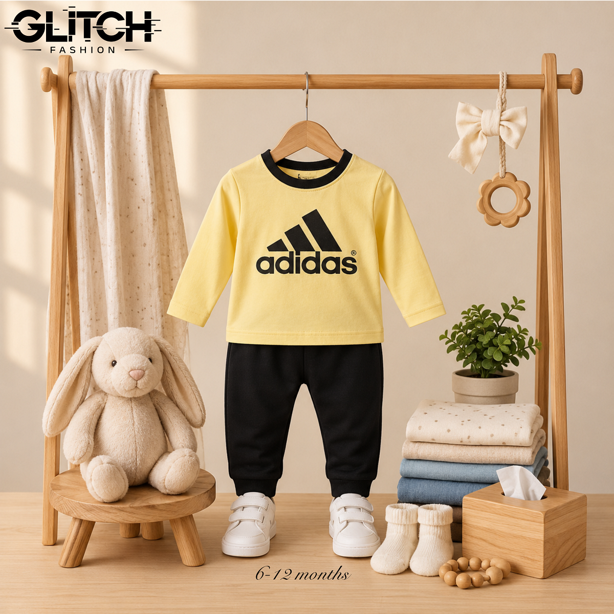 Kids Boys Yellow Full Sleeve T-Shirt & Black Jogger Pants Set (6-24 Months)_img_0