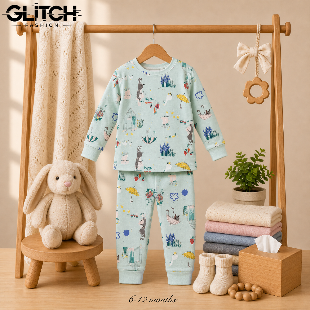 Kids Baby Boys & Girls Full Sleeve Printed T-Shirt & Pajama Set (6-18 Months)
