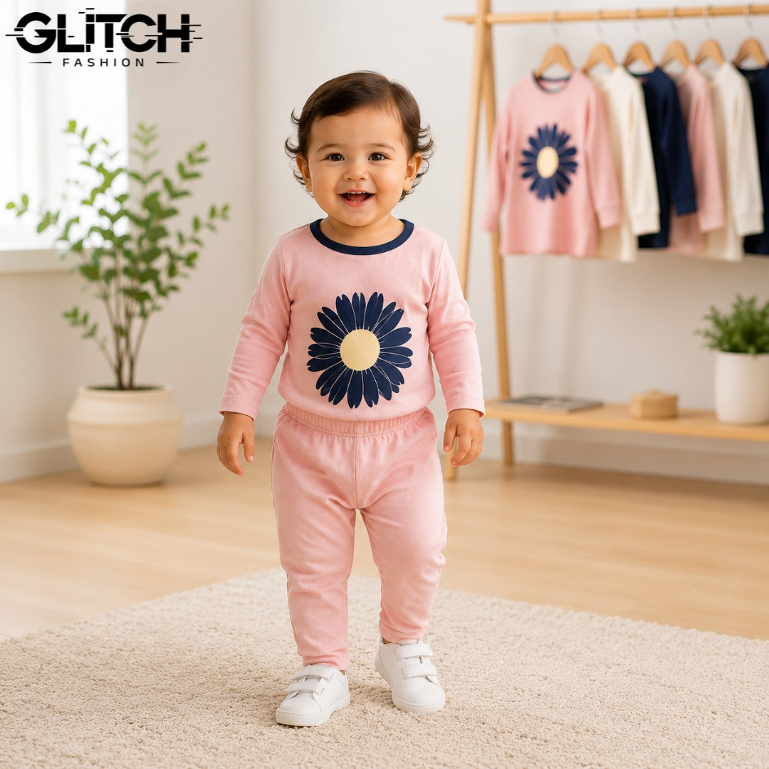Kids Girls Pink Full Sleeve T-Shirt & Pants Set (6-18 Months)_img_1