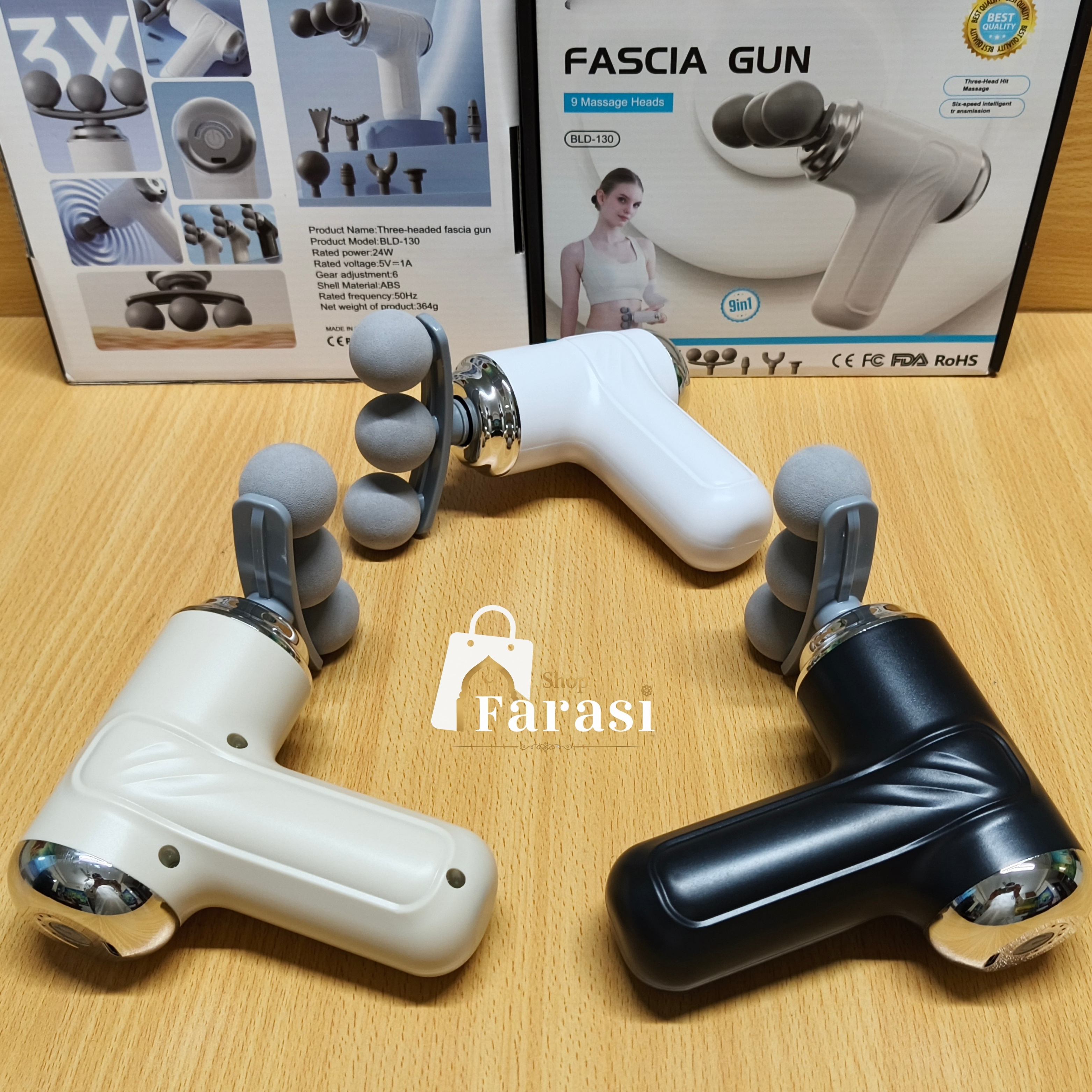 3-Headed BLD-130 9-in-1 Fascia Massage Gun