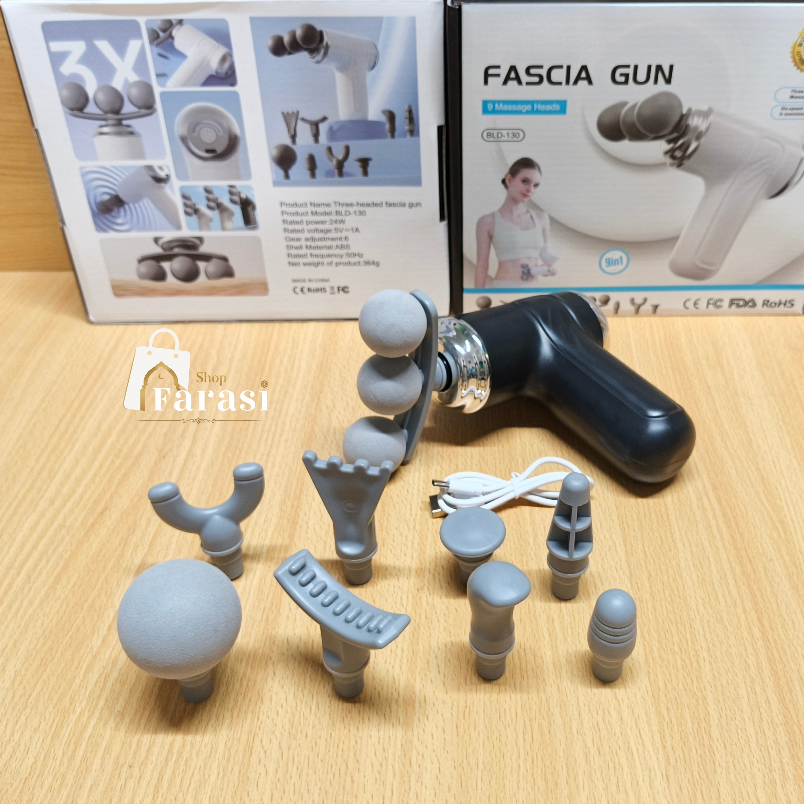 3-Headed BLD-130 9-in-1 Fascia Massage Gun thumbnail 3