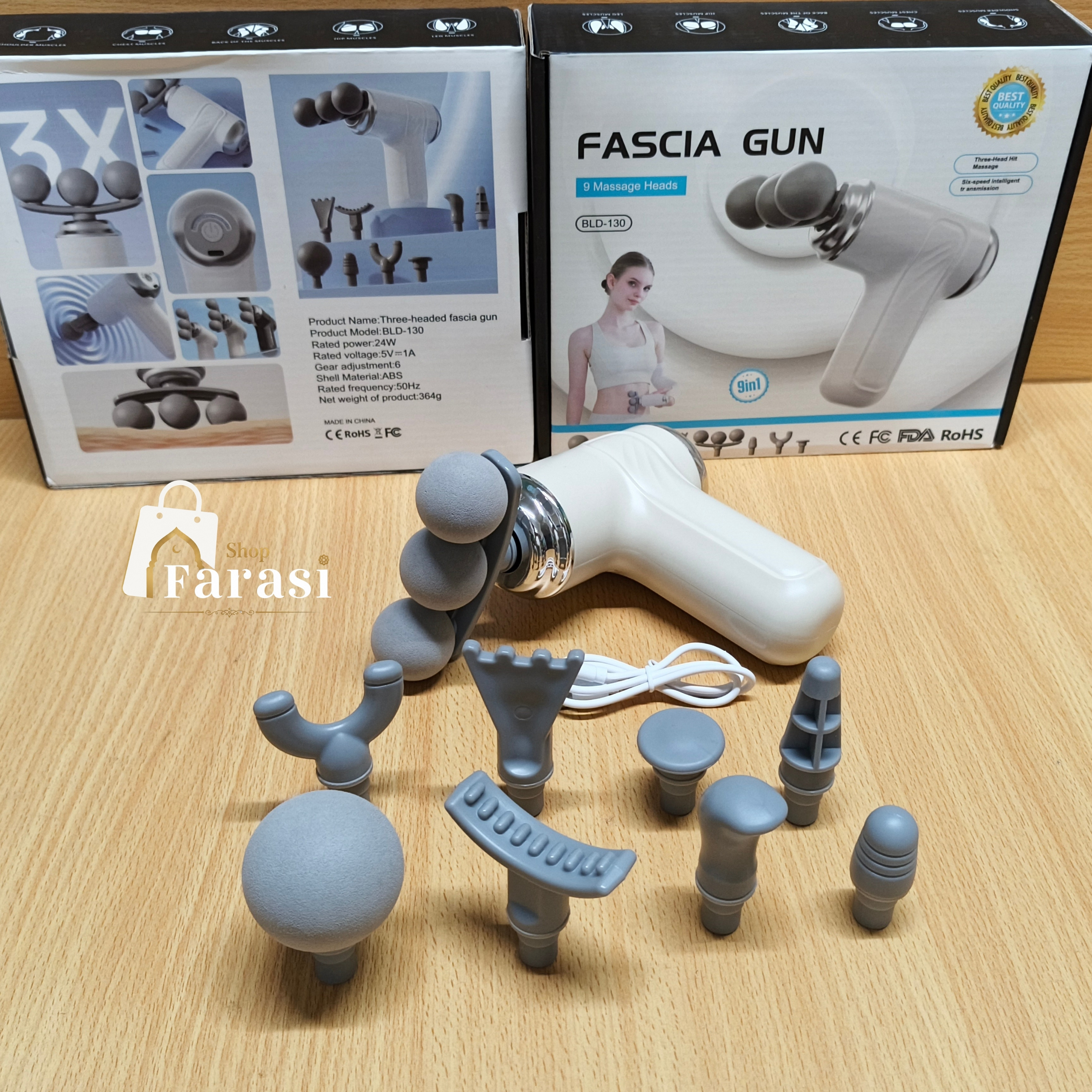 3-Headed BLD-130 9-in-1 Fascia Massage Gun thumbnail 2
