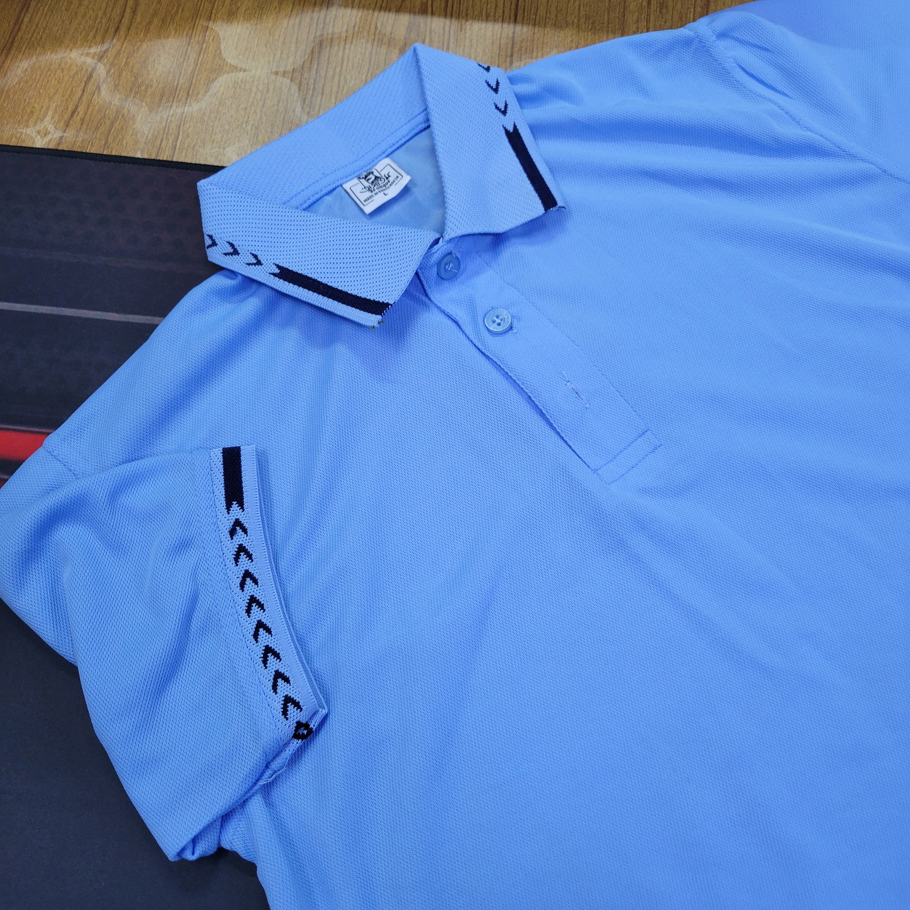 Sky blue Premium Mesh Polo - Image 1