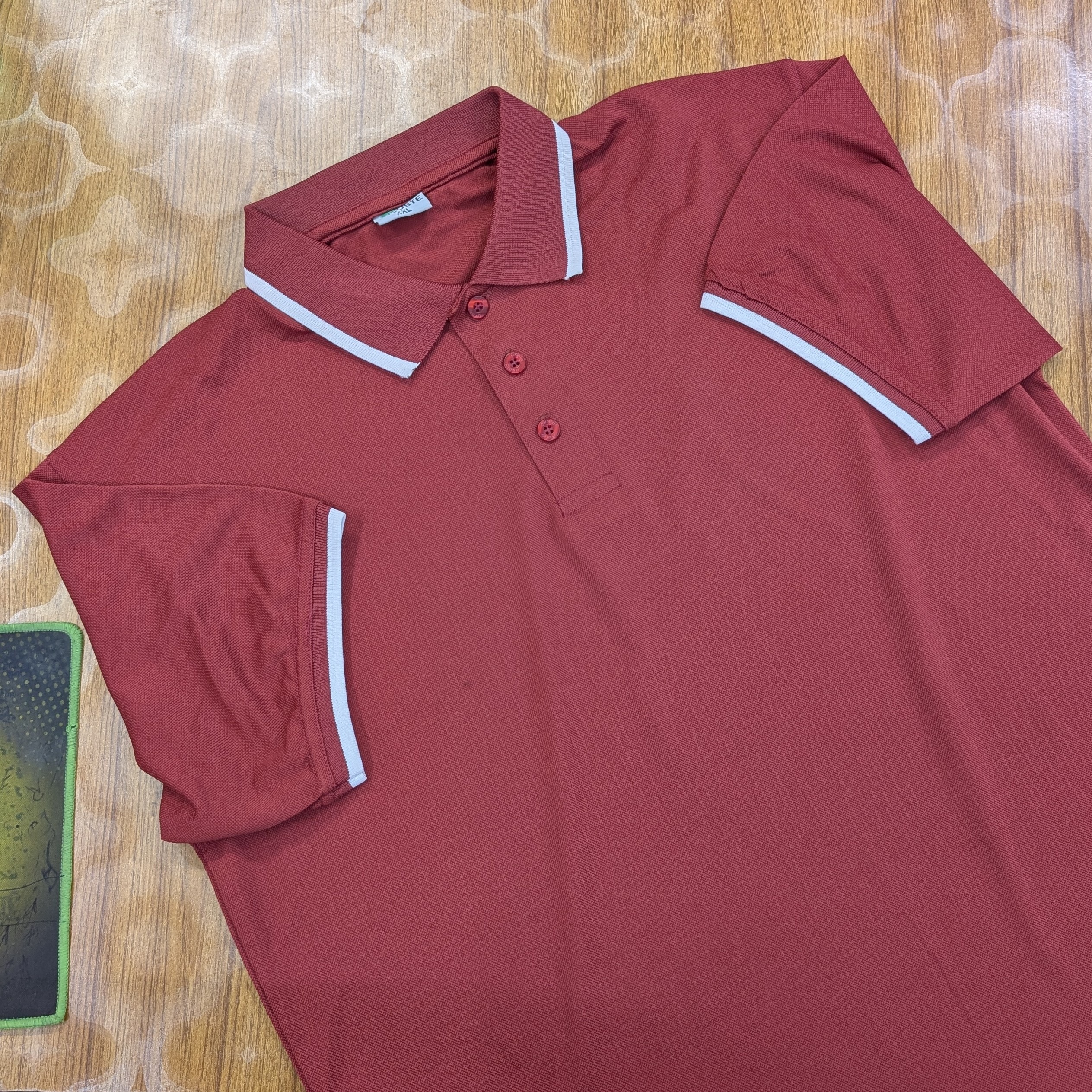 Maroon Regular Mesh Polo - Image 1