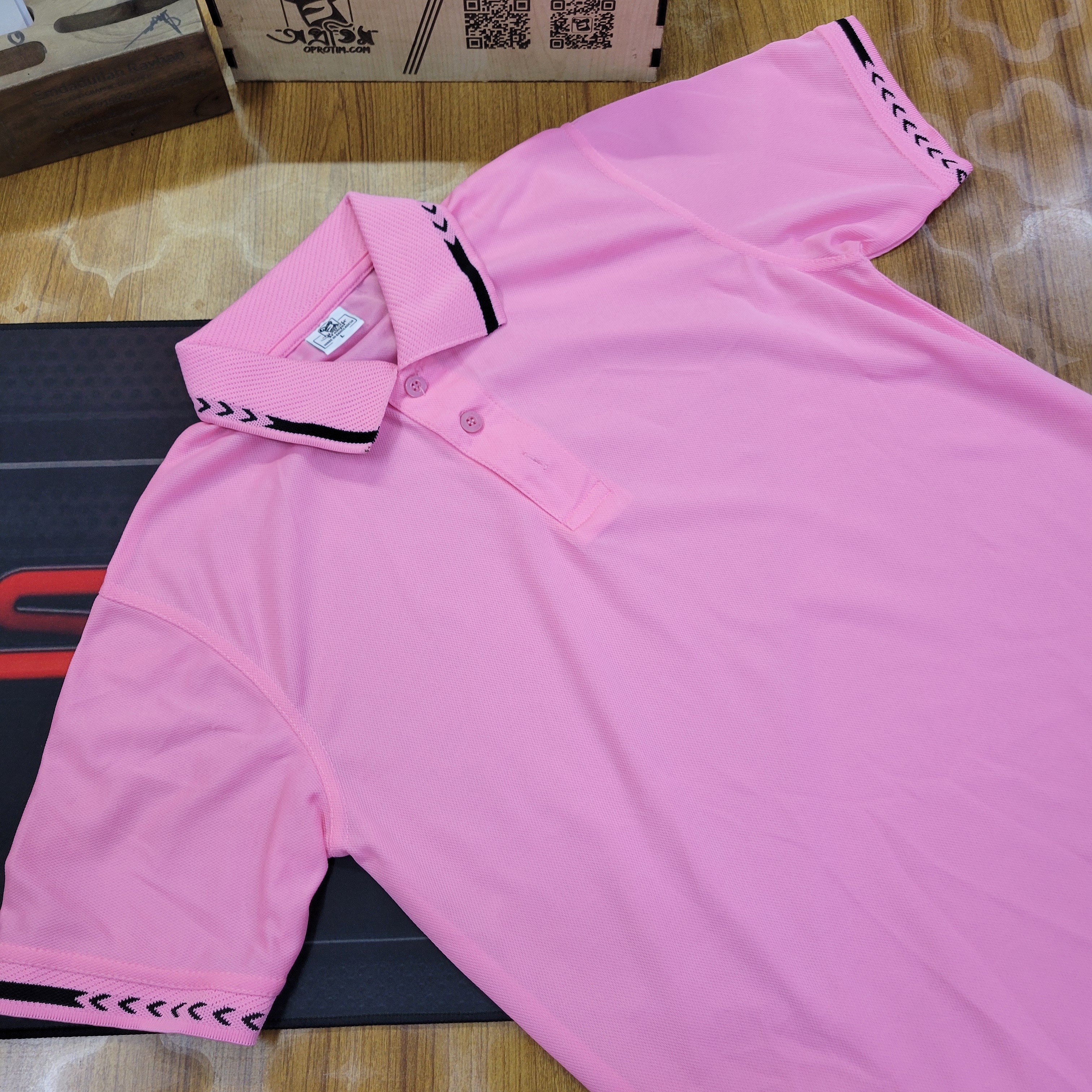 PInk Premium Mesh Polo - Image 1