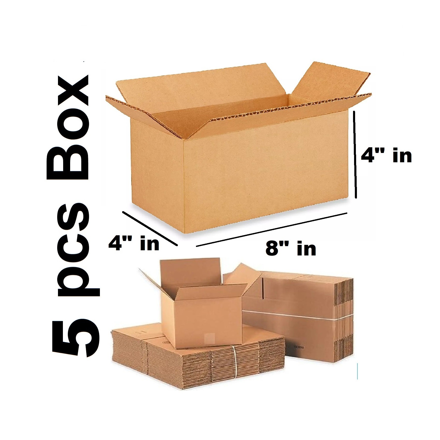 5 Pcs Parcel Carton Box 8 x 4 x 4 Inch | Small Mini Packaging Shipping Box for E-commerce Courier Small Cardboard Shipping Box Mailers 8x4x4 Inch Brown 844 Inch box Packaging Material_img_0