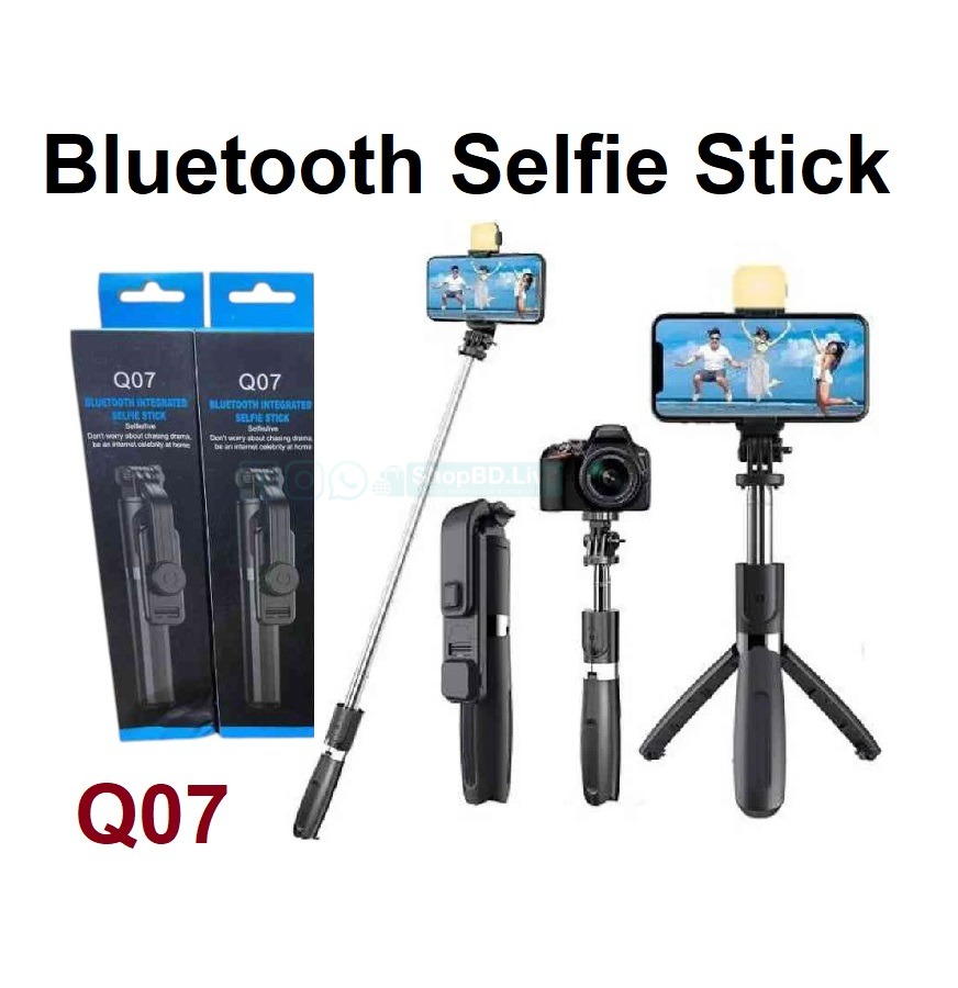 Q07 Bluetooth Selfie Stick Tripod with LED Light & Remote – 3-in-1 Selfie Stick Stand | Price in BD_img_0