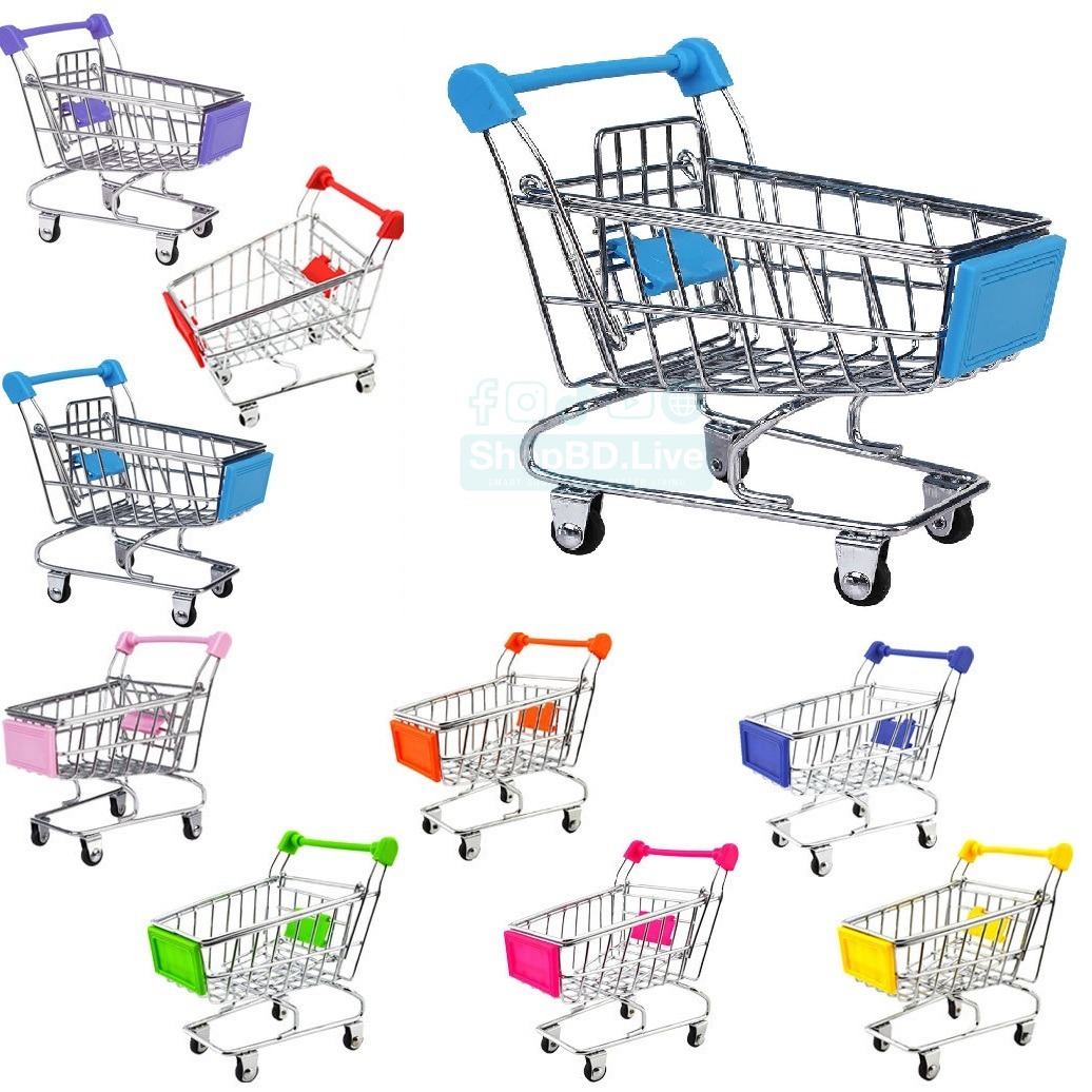 Creative Mini Shopping Cart Trolley Metal Toy Supermarket Simulation Storage Cart for Kids & Desktop Mini Shopping Cart Metal Trolley Desk Organizer Decorative Utility Cart | Price in BD_img_1