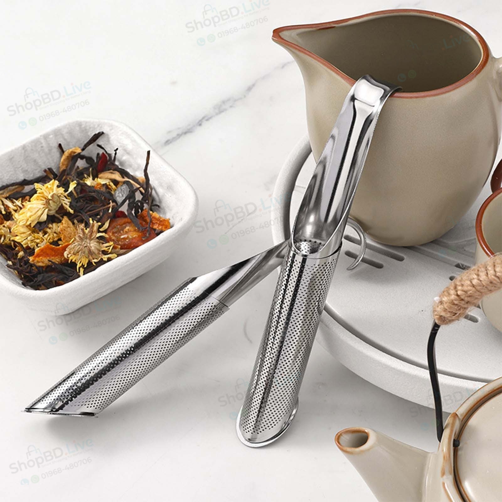 Stainless Steel Hanging Tea Infuser + Handle Strainer Tea Filter Spoon Handle Creative Long Filter Stick Home Accessory_img_5