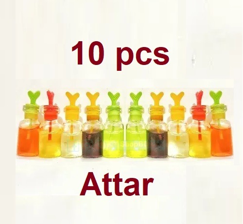 10pcs Attar in Small Glass Bottle with Different Fragrance/Multicolor Ator/ Mini attar bottle/Mini attar combo pack/ Nurani Ator_img_0
