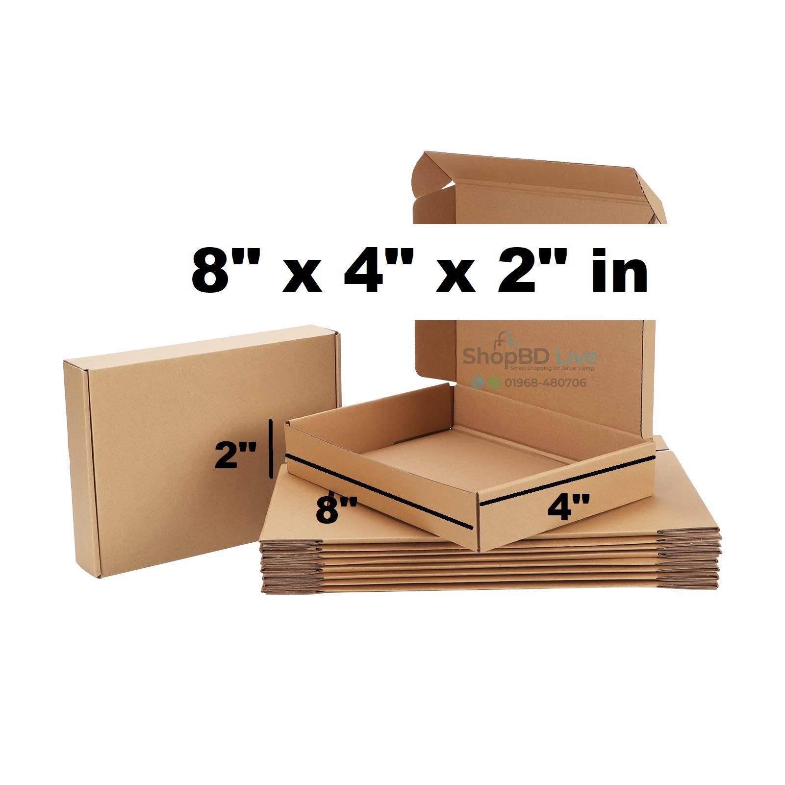 Die Cut Boxes (Brown) 8 x 4 x 2 inches - 8x4x2 in Self Lock Folding Type Courier Box 8" x 4" x 2" Inch | Small Mini Mailer Shipping Boxes E-Commerce Packaging Material Business Parcel Gift Box 842 Birthday Wedding Book Literature Product Carton | Price in BD Wholesale_img_0