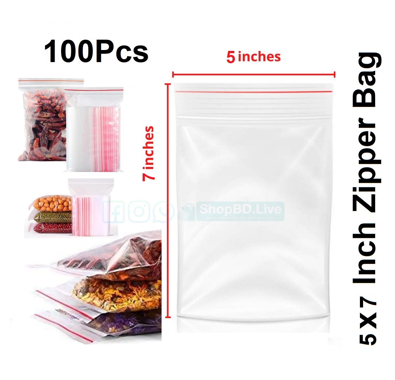 5"/7" Zip/Zipper Lock Poly Bag(5inch/7inch) 100pcs Zipper lock bag 5" x 7" inch Small Mini Size Pack Poly Resealable Zip Lock Poly Bag for Plastic Storage Packet 5"/7" Zip/Zipper Lock Poly Bag(5inch/7inch) 100pcs_img_0