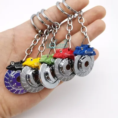 Creative Brake Disc Keychain Black Blue Brake Functional Metal Keychain Key Ring | Unique Gift for Car Bike Lovers_img_1