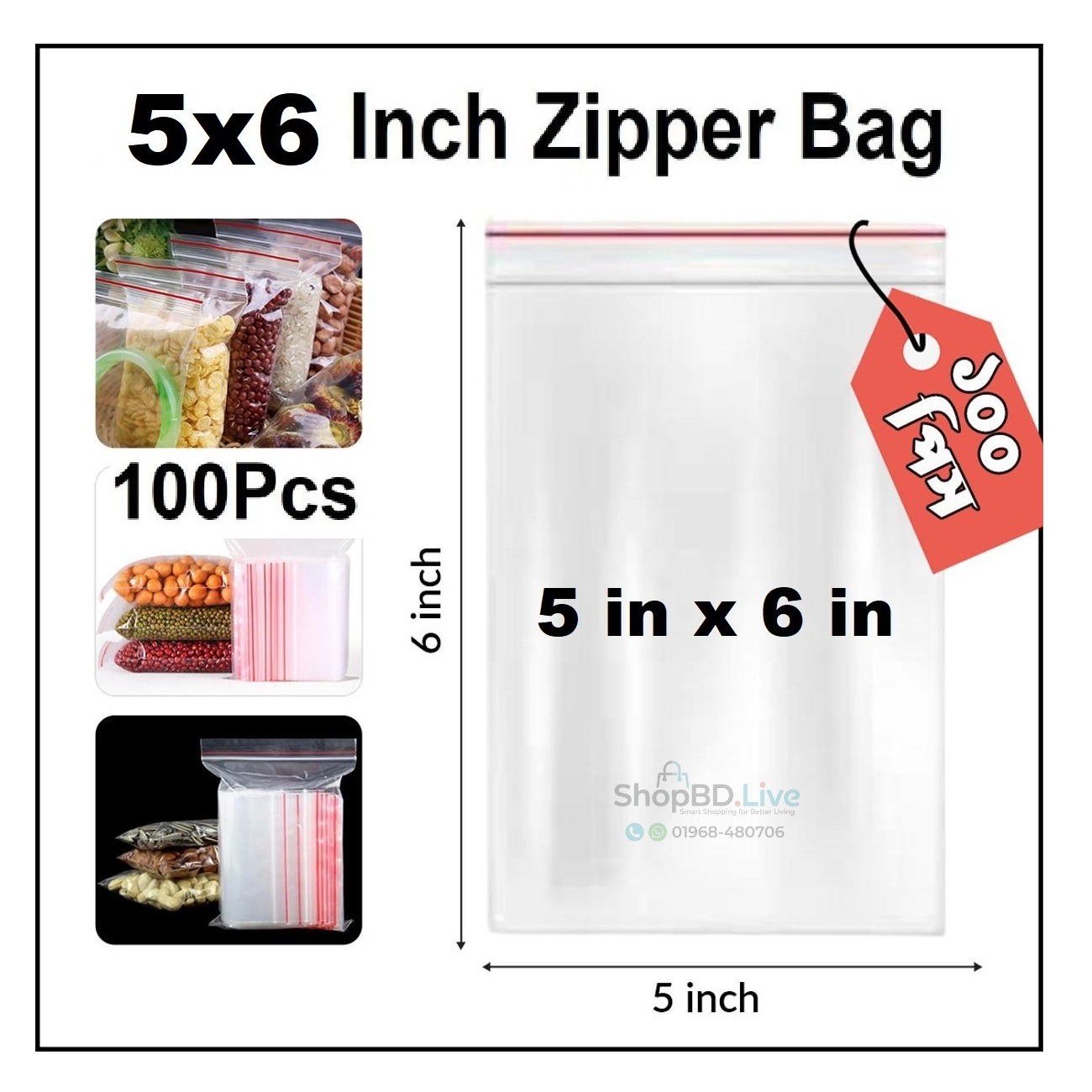 100 pcs Zipper lock bag 5" x 6" inch Small Mini Size Pack Poly Resealable Zip Lock Poly Bag for Plastic Storage Packet 5 x 6 inch Zipper Lock Poly Bag Wholesale_img_0